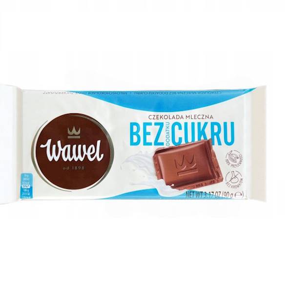 Wawel czekolada Bez Dodatku Cukru o smaku mlecznym 90g