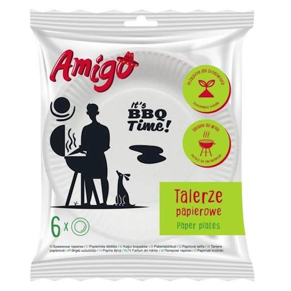 Amigo Talerze jednorazowe papierowe 18 cm (6sztuk)