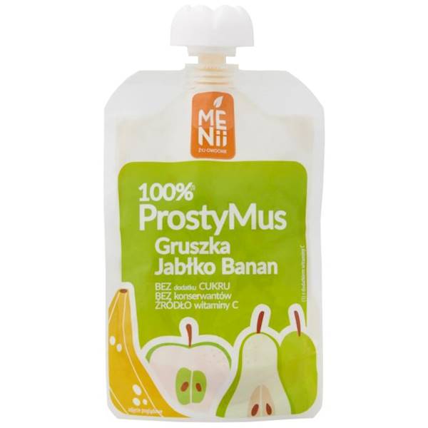 Menii mus owocowy bez dodatku cukru 100% Gruszka, Jabłko, Banan 100g