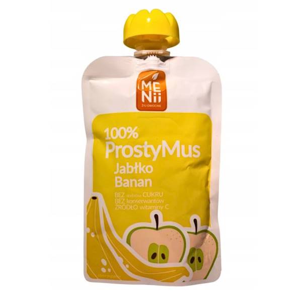 Menii mus owocowy bez dodatku cukru 100% Jabłko, Banan 100g