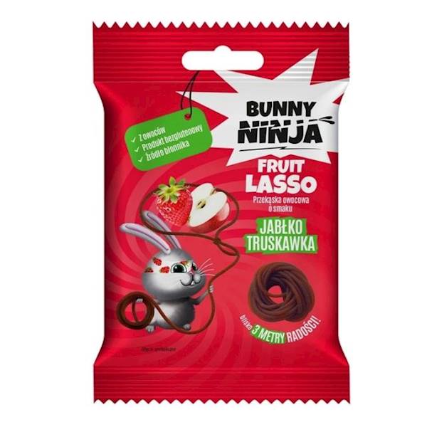 Merkury Żelki bezglutenowe Bunny Ninja Lasso jabłko-truskawka 20g
