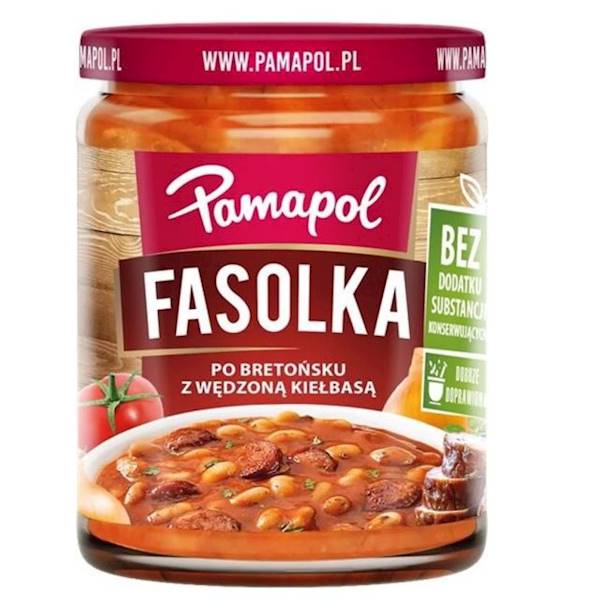 PAMAPOL Fasolka po bretońsku z wędzonym boczkiem 500g