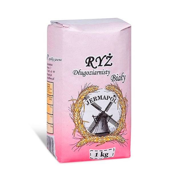 Ryż biały JERMAPOL 1kg papier*10kg