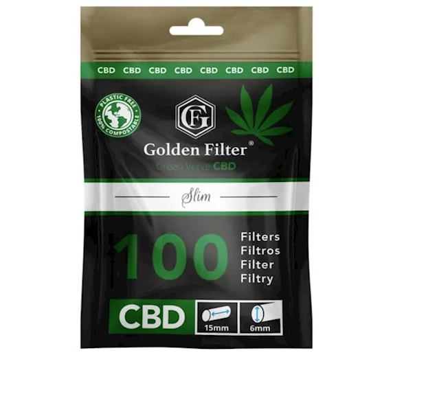 FILTRY GOLDEN FILTER CBD 6MM GREEN VERVE 100 SLIM
