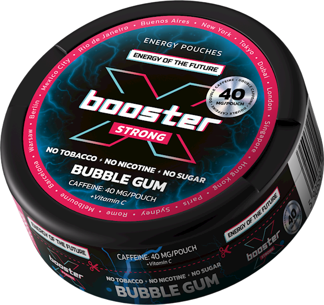 WORECZKI KOFEINOWE X-BOOSTER BUBBLE GUM 40 MG