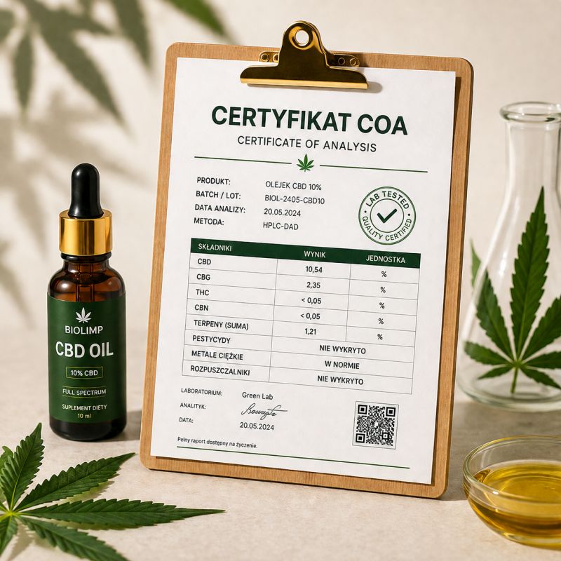 Certyfikaty COA CBD