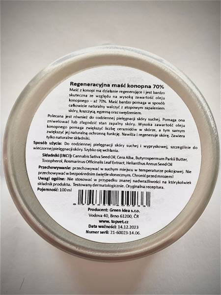 Maść na łuszczycę konopna Topvet 70% 100ml