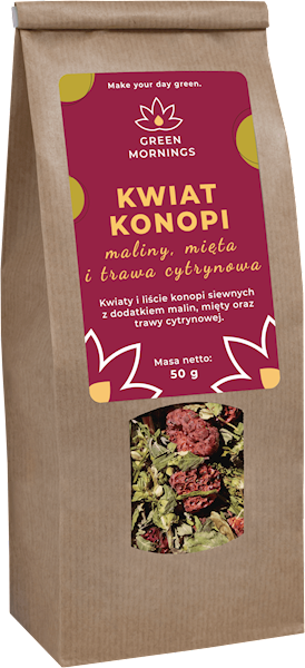 Herbata kwiat konopi maliny, mięta i trawa cytrynowa 1kg