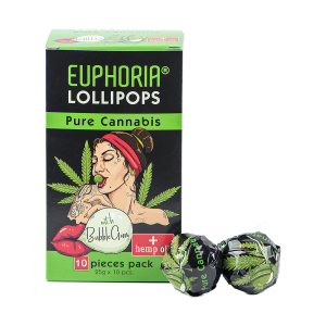Lollipops lizaki o smaku konopi z gumą do żucia 10 x 25g