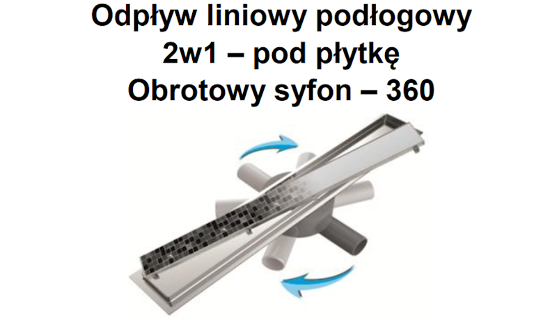 ODPŁYW LINIOWY 2w1 Z OBROTOWYM SYFONEM 800MM