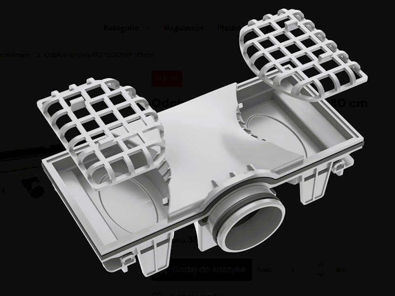 ODPŁYW LINIOWY PRZYŚCIENNY 2w1 POD PŁYTKĘ 900mm