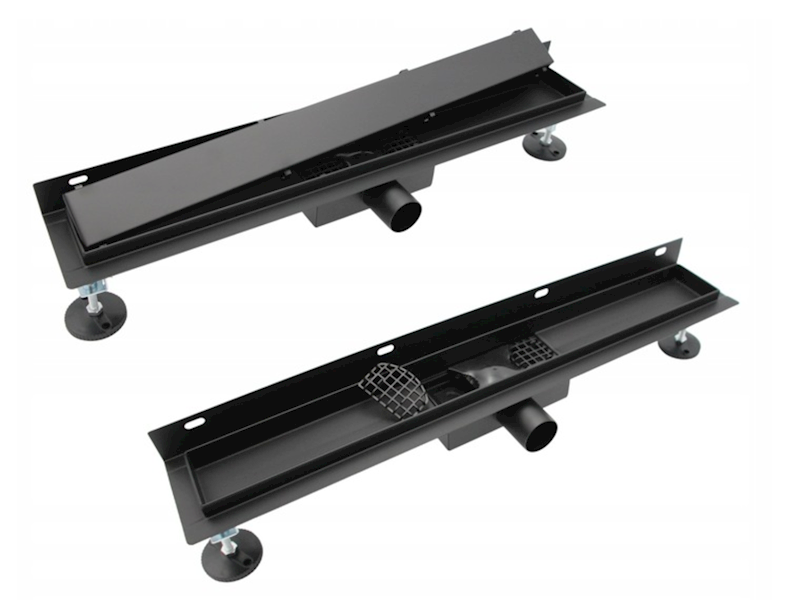 ODPŁYW LINIOWY PRZYŚCIENNY 2w1 700mm CZARNY
