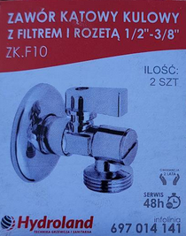 ZAWÓR KĄTOWY KULOWY Z FILTREM 1/2 X 3/8