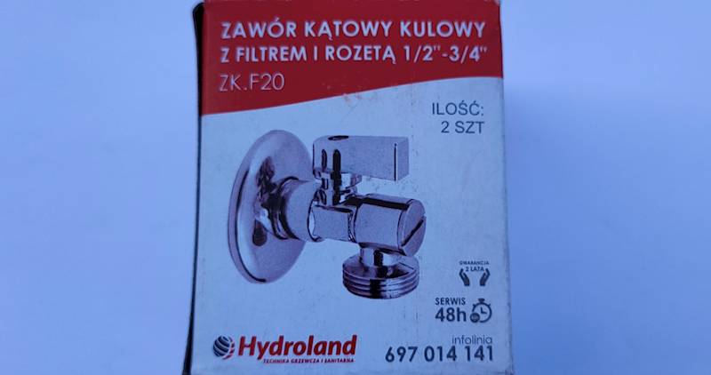 ZAWÓR KĄTOWY KULOWY Z FILTREM 1/2 X 3/4 