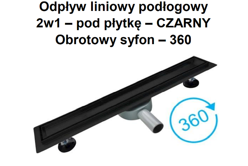 ODPŁYW LINIOWY 2w1 Z OBROT. SYFONEM 700MM CZARNY