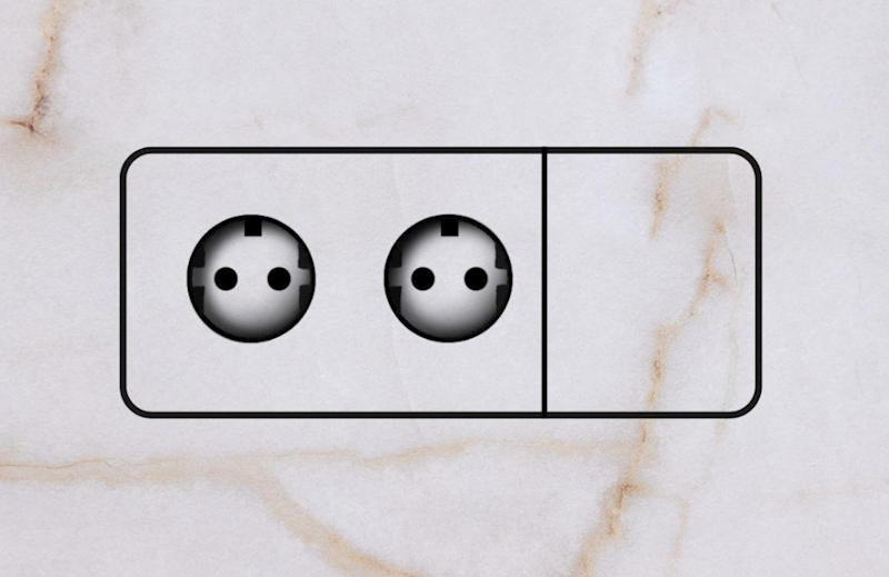 UKRYTE GNIAZDKO 2X, WŁĄCZNIK NADBLATOWY POJEDYŃCZY