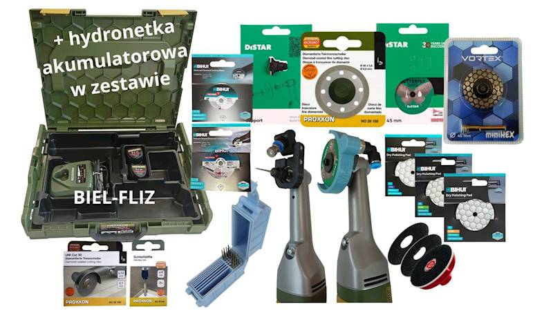 SZLIFIERKA + WIERTARKA AKU PROXXON MEGA BOX