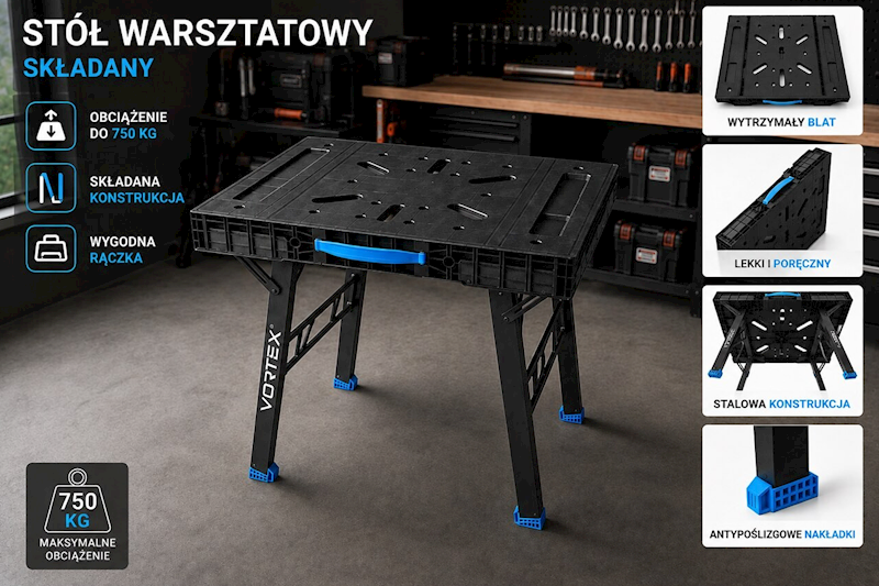 STÓŁ ROBOCZY SKŁADANY 85x61x79 VORTEX