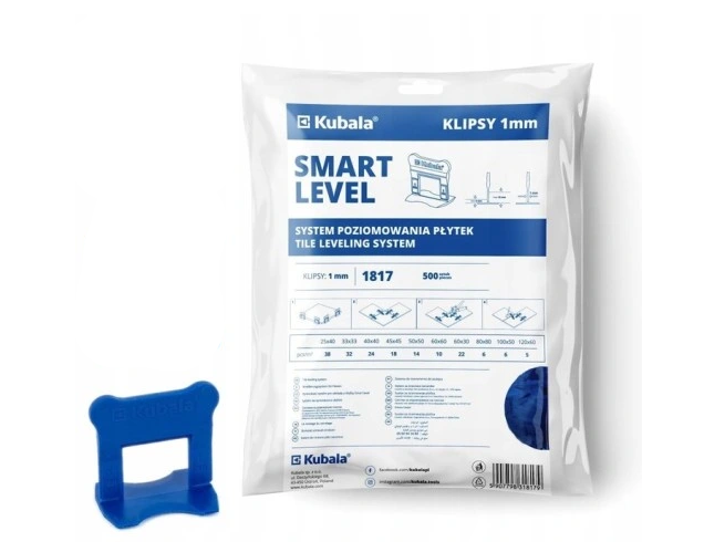 KLIPSY SMART LEVEL 1MM KUBALA 500szt