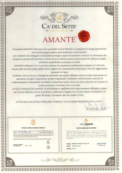 Amante Collezione oro Ca del sette + 2 bicchieri