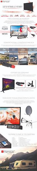 TELEWIZOR LED 19" OPTICUM TRAVEL DVB-T/T2 H.265/HEVC