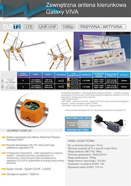 ANTENA TELEWIZYJNA AX GALAXY VIVA COMBO ANT0155