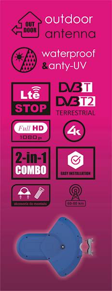 ANTENA DVBT-2 AX RED EAGLE  NEO HD ANT0085 COMBO