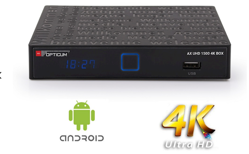 TUNER DVB-S2 OPTICUM AX UHD 1500 4K BOX ANDROID