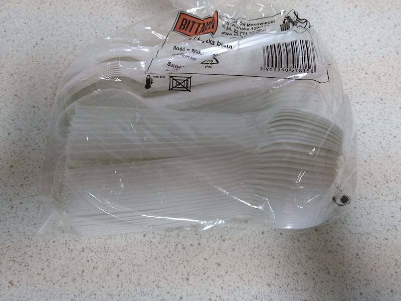 Sztućce - łyżka plastikowa biała 100 szt. premium