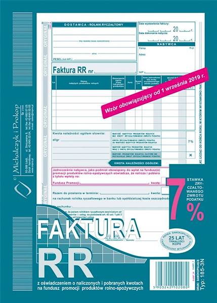 Druki akcydensowe faktura VAT RR A5 - M&P