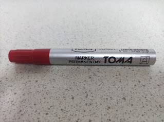Marker permanentny czerwony, ścięta końcówka | TOMA