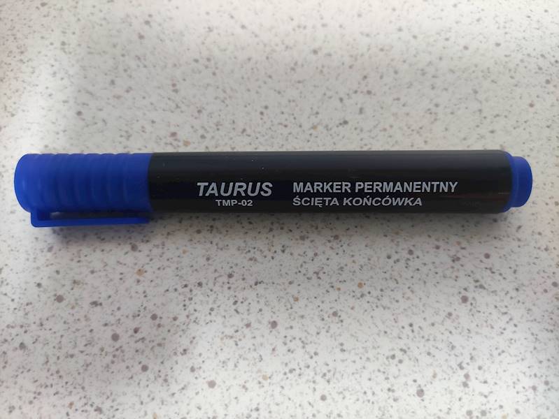Marker permanentny niebieski, ścięta końcówka | Taurus