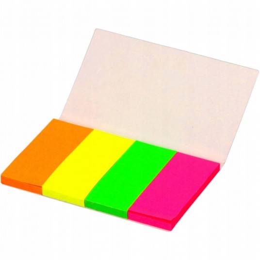 ZAKŁADKI INDEKSUJĄCE 20x50 MM / 4 KOLORY NEON X 40 SZT
