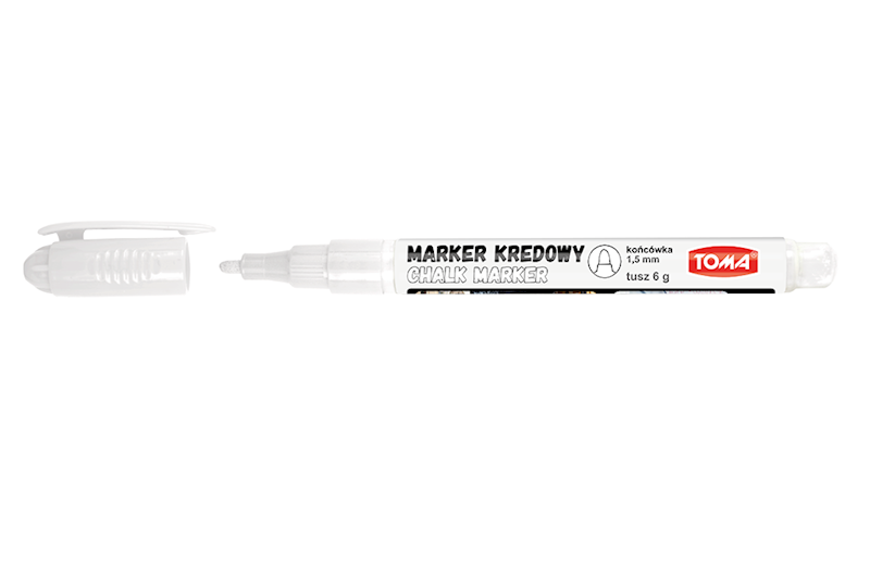 Marker kredowy okrągły 1,5mm TOMA biały