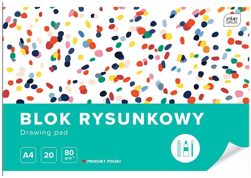 Blok rysunkowy  A4/80g BIAŁY 20 kartek