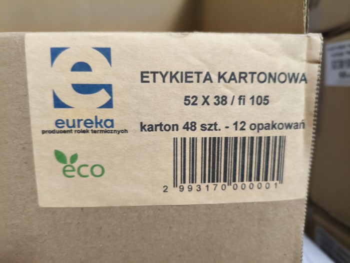 Etykieta kartonowa termiczna ECO 150g,  52,5 x 38,1 mm, Zebra 2000 szt