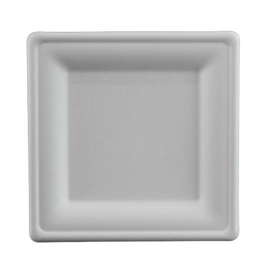Talerz z trzciny cukrowej kwadrat 26x26, biały 50 sztuk