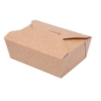Pudełko TAKEOUT BOX 14x10x5cm op. 50 szt. 750ml karton biało-brązowy klejony