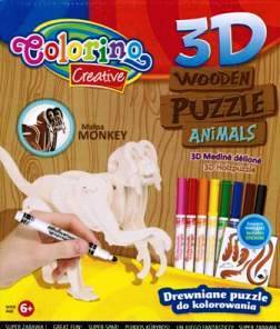 Puzzle drewniane 3D Colorino Animals Małpa