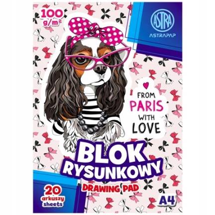 Blok rysunkowy A4 biały 100g ASTRA Puppy & Unicorn