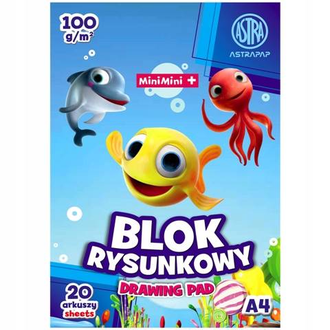Blok rysunkowy A4 biały 100g ASTRA Puppy & Unicorn