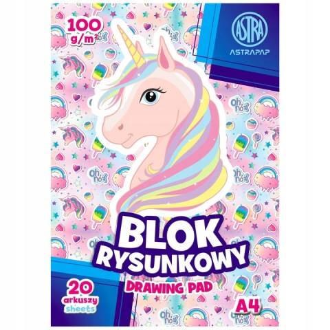 Blok rysunkowy A4 biały 100g ASTRA Puppy & Unicorn