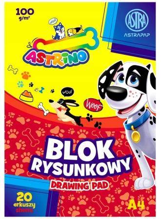Blok rysunkowy A4 biały 100g ASTRA 20K Astrino