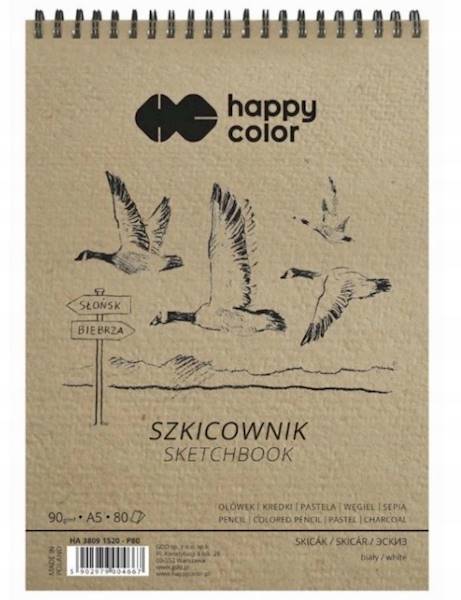 Szkicownik na spirali A5/80K 90g Happy Color Ptaki