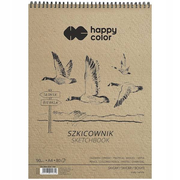 Szkicownik na spirali A4/80K 90g Happy Color Ptaki