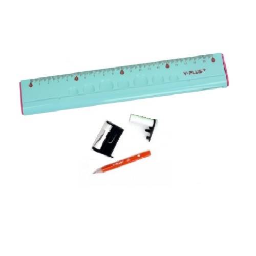 Linijka 20cm wielofunkcyjna Y-Plus+ niebieska
