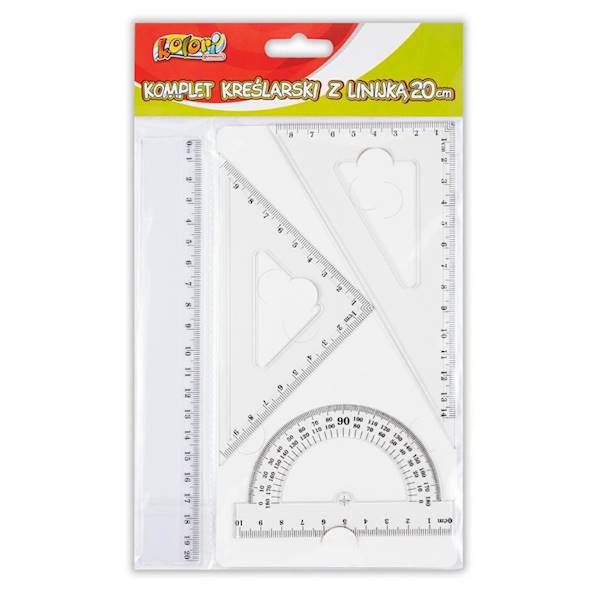 zestaw kreślarski 4 elem. linijka 20cm Penmate
