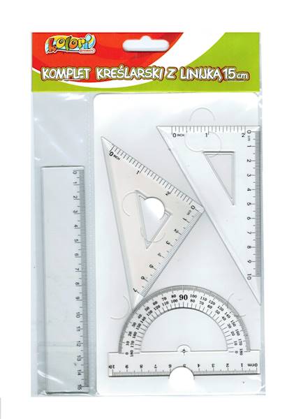 zestaw kreślarski 4 elem. linijka 15cm Penmate 