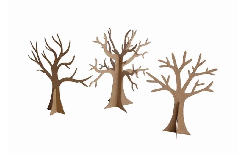 Zestaw kształtów tekturowych 3D Trees 3szt