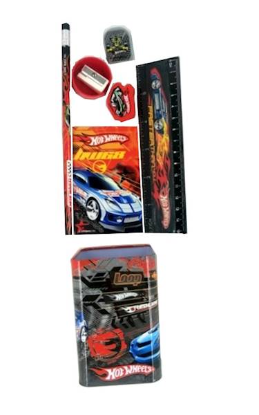 Zestaw przyborów szkolnych w puszce Hot Wheels